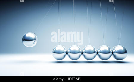 classic newton cradle 3d rendering Stock Photo