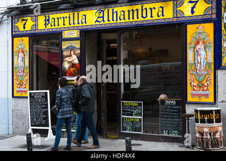 Colourful restaurant & bar on Calle de la Victoria near Sol, Madrid, Spain. Stock Photo