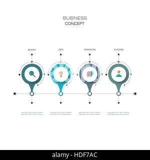 Vector infographics timeline design template with 3D paper label, integrated circles background. Blank space for content, business, infographic, diagr Stock Vector