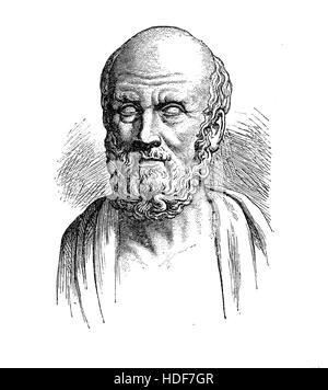 Hippocrates of Kos greek physician outstanding figure of the medicine history, founder of the Hippocratic School of Medicine, establishing thus medicine as a profession. Stock Photo