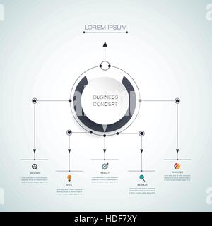 Vector infographic template with 3D paper label, integrated circles. Business concept with options. For content, diagram, flowchart, steps, parts, tim Stock Vector