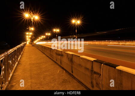 Nightscape of Phaya Mang Rai Bridge in Chiang Rai, Thailand Stock Photo ...