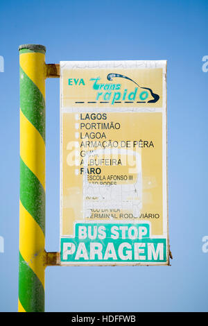 Bus stop in Armacao de Pera, Algarve, Portugal, Europe Stock Photo