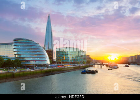 London City Hall and the Shard at sunset Stock Photo