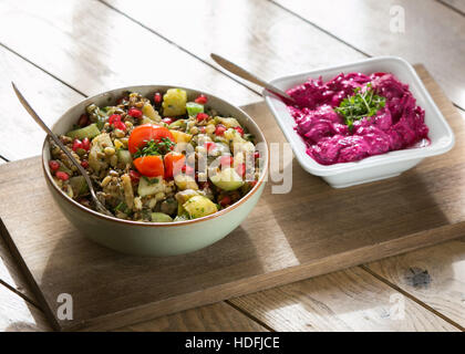 Ayurvedic food,salad and beetroot dip Stock Photo