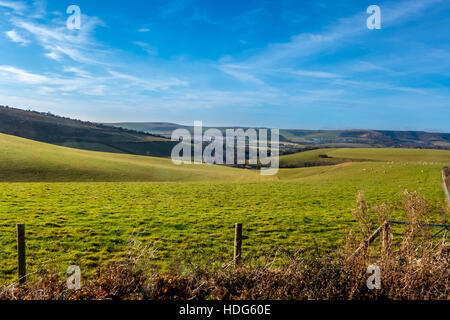 Upper Beeding, UK. 11th Dec, 2016. Walkers on the South Downs near Upper Beeding in West Sussex. Credit:  Andrew Hasson/Alamy Live News Stock Photo
