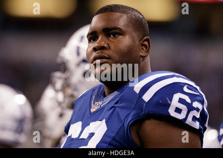 Indianapolis, Indiana, USA. 11th Dec, 2016. December 11th, 2016 - Indianapolis, Indiana, U.S. - Indianapolis Colts offensive tackle Le'Raven Clark (62) during the NFL Football game between the Houston Texans and the Indianapolis Colts at Lucas Oil Stadium. © Adam Lacy/ZUMA Wire/Alamy Live News Stock Photo