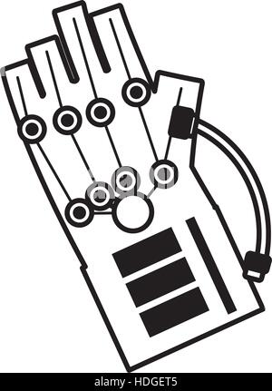 vr wired glove interaction 3d outline vector illustration eps 10 Stock Vector