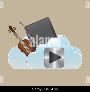 mobile music classic smartphone cloud vector illustration eps 10 Stock Vector
