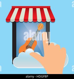 mobile music online smartphone guitar app vector illustration eps 10 Stock Vector