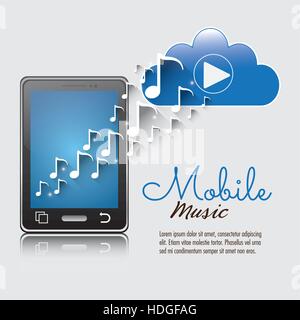mobile music smartphone cloud player notes vector illustration eps 10 Stock Vector