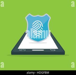smartphone fingerprint password internet security vector illustration eps 10 Stock Vector
