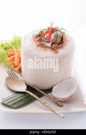 Thai food curry custard seafood isolate Stock Photo