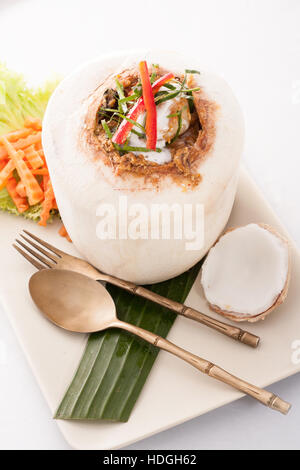 Thai food curry custard seafood isolate Stock Photo