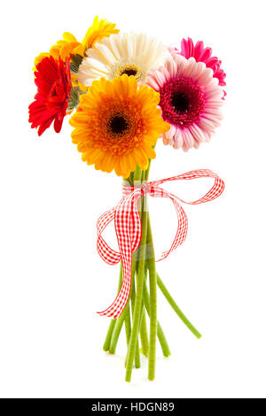 Bouquet with different kind of colored gerbera's isolated over white Stock Photo