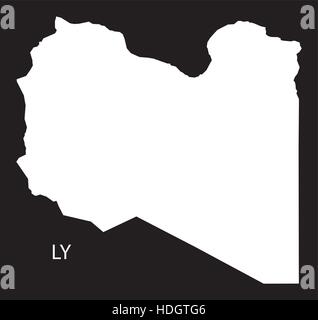 Libya Map black and white illustration Stock Vector