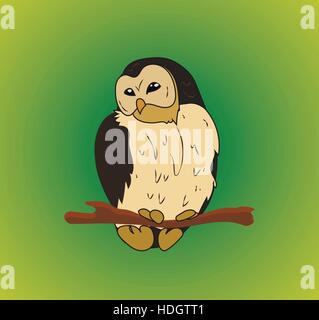 Owl on a tree branch Stock Vector