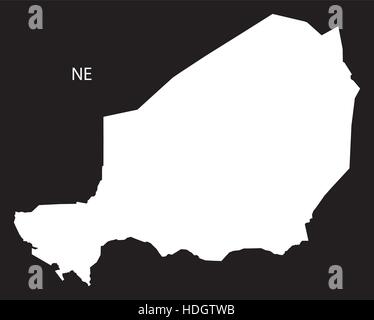 Niger Map black and white illustration Stock Vector