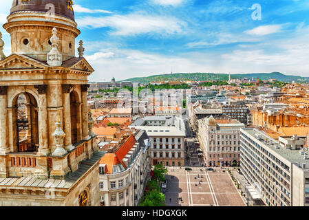 Center of Budapest, View from the St.Stephen Basilica. Stock Photo