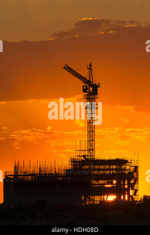 construction Zimbabwe Africa crane sunset develop Stock Photo