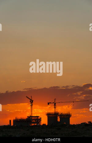 construction Zimbabwe Africa crane sunset develop Stock Photo