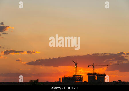 construction Zimbabwe Africa crane sunset develop Stock Photo