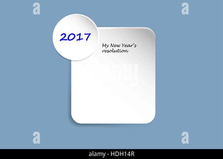 White paper rectangle with shadows on the trendy blue gradient background. New Year´s  resolution paper. Stock Vector