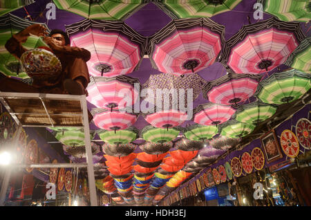 Lahore, Pakistan. 11th Dec, 2016. Pakistani devotee people decorating a market with colorful stuff on the celebration of Eid Milad-un-Nabi, the birthday of the Prophet Muhammad. The birth of the Prophet Mohammed is celebrated on on 12 Rabil ul Awal in the Muslim calendar. The birth of the Prophet Mohammed is celebrated on 12 Rabil ul Awal in the Muslim calendar Credit:  Rana Sajid Hussain/Pacific Press/Alamy Live News Stock Photo