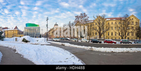 Winter view of Marshal Tito square in Zagreb, captal of Croatia Stock Photo