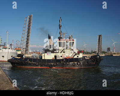 40 (tugboat, 2012) at the kai in front of the Berendrechtlock pic4 Stock Photo