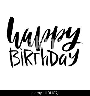 Happy birthday lettering. Inscription isolated on white background. Stock Vector