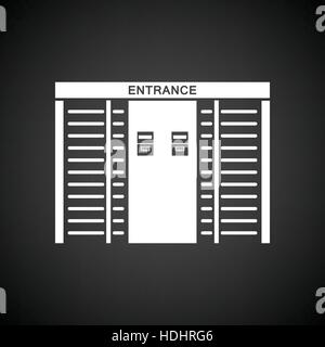 Stadium entrance turnstile icon. Black background with white. Vector illustration. Stock Vector