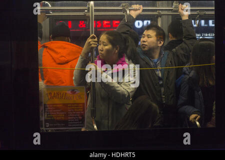 S79 NY City bus goes from Bay Ridge Brooklyn, to Staten Island. Evening ...