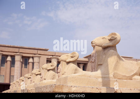 Avenue of the ram-headed Sphinxes Stock Photo