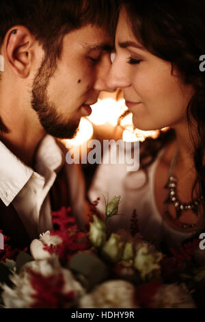 Loving couple portrait close-up, selective focus Stock Photo