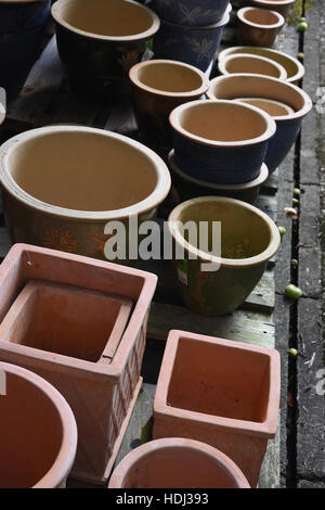 Pots,Perry's Cider Mills,Farm Shop,Dowlish Wake,Ilminster,Somerset.UK Stock Photo