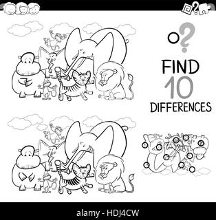 Find ten differences. Cartoon safari african animals. Matching game ...