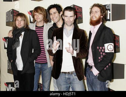 Mickey Madden, left, Adam Levine and Maroon 5 at VH-1's Big in 2004 award show on December 1, 2004 in Los Angeles. Photo credit: Francis Specker Stock Photo