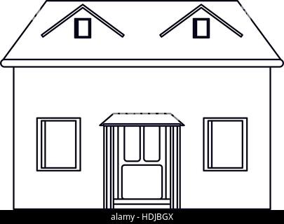 house facade loft outline icon Stock Vector