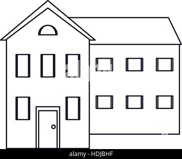 big house and many windows outline Stock Vector