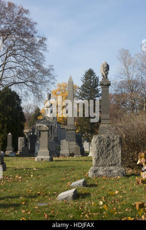 Looking into the historic & famous Greenwood Cemetery along Fort Hamilton Pkwy in Brooklyn, new York. Stock Photo