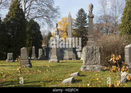 Looking into the historic & famous Greenwood Cemetery along Fort Hamilton Pkwy in Brooklyn, new York. Stock Photo