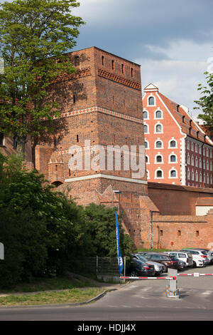 The Leaning Tower in Torun, Poland, 14th century fortification part of the old city wall Stock Photo