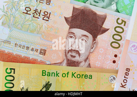 Republic of Korea Won bank notes Stock Photo