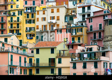 Homes in Vernazza, Cinque Terre, Liguria, Italy Stock Photo