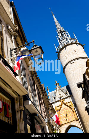 Clock Tower in the center of Auxerre, Burgundy, France Stock Photo