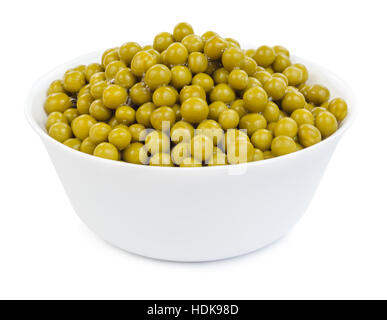 Marinated green peas in bowl isolated on white background. Stock Photo