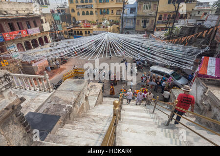 Street decoration for Divali, Udaipur, Rajasthan, India Stock Photo