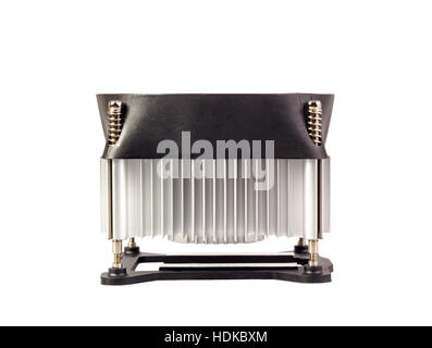 Close-up shot of computer CPU cooler isolated on a white background Stock Photo