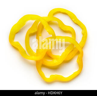 Bell pepper slices isolated on white background, top view Stock Photo